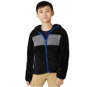 #12 Eddie Bauer Boys High Pile Jacket, Black Gray Blue XSmall 5/6